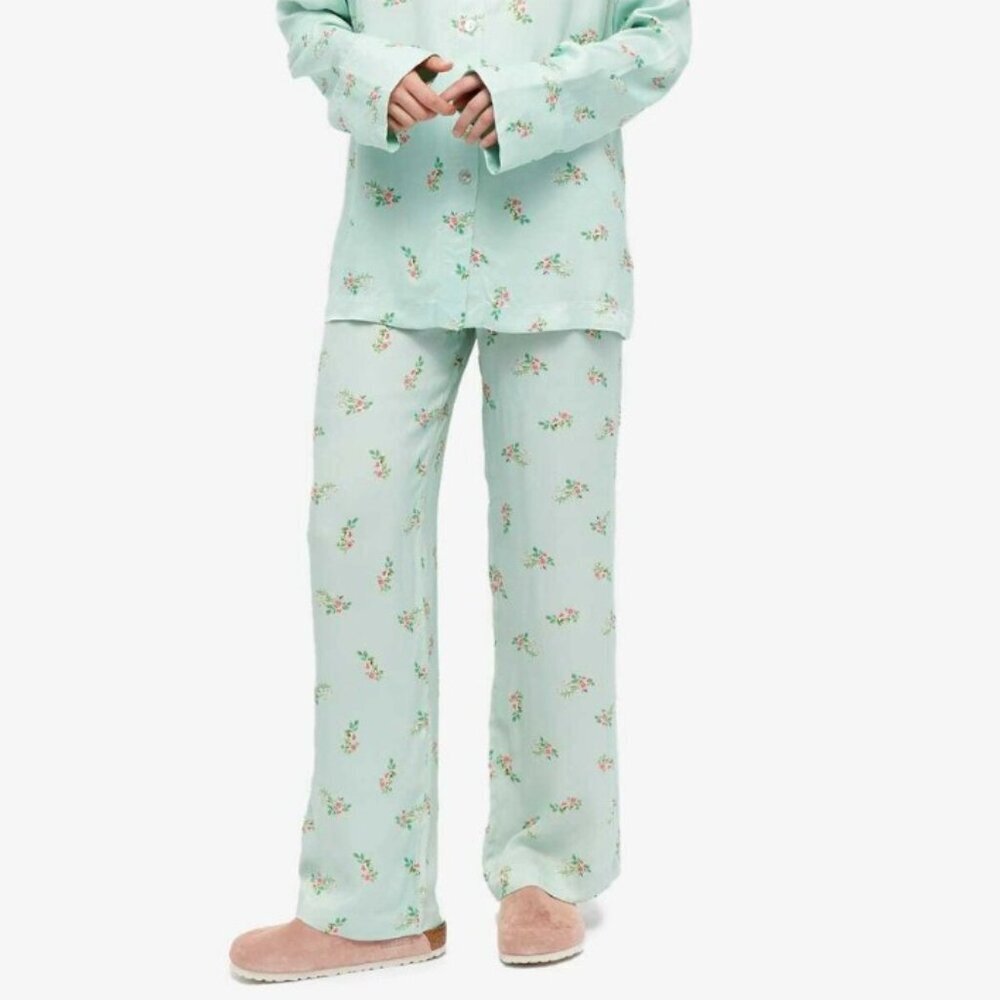 SLEEPER Blossom Printed Pant in Mint. Size XS/S